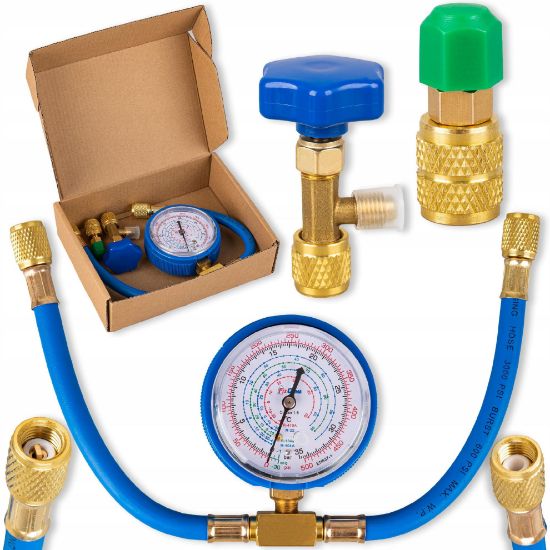 Bild von Manometer mit Schlauch zum Befüllen mit dem Kältemittelgas R32 R410A